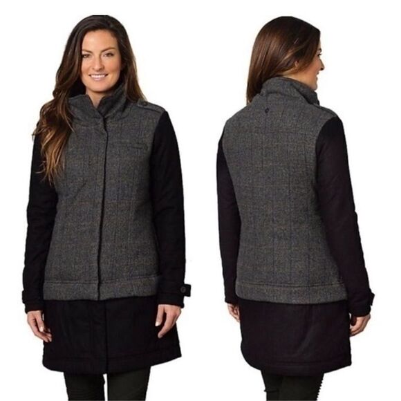 Prana Women’s Wool Blend Chevron Caprise Jacket Black Gray Size Large NEW NWT - Picture 1 of 16